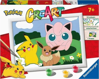 Ravensburger, CreArt, Pokemon, pictura dupa numere, set creativ