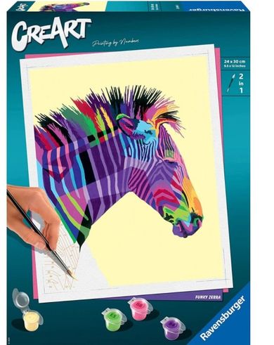 Ravensburger, CreArt, Zebra, pictura dupa numere, set creativ