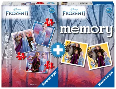 Ravensburger, Frozen, puzzle 3in1, 110 piese + memory