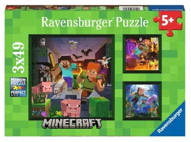 Ravensburger, Minecraft, puzzle, 3-49 piese
