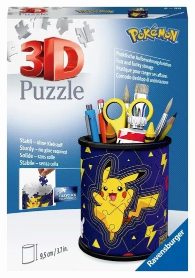 Ravensburger, Pokemon, Pikachu, cutie de rechizite scolare, puzzle 3D, 54 piese