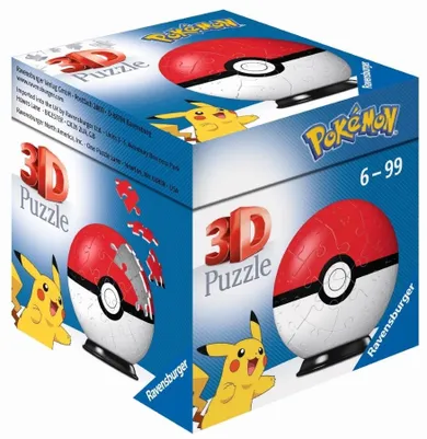 Ravensburger, Pokemon, Pokeball, puzzle 3D, rosu, 54 piese