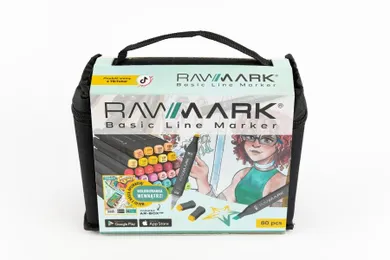 Rawmark, Basic Line, set 80 markere duble + 10 carte de colorat, cu cerneala pe baza de alcool, multicolore