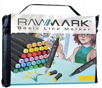 Rawmark, Basic Line, set 80 markere duble + 10 carte de colorat, cu cerneala pe baza de alcool, multicolore