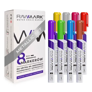 Rawmark, markere cu creta, metalic, 8 culori