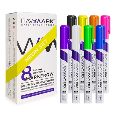 Rawmark, markere cu creta, neon, 8 culori