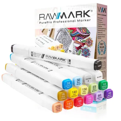 Rawmark, PurePro, set 16 markere duble, cu cerneala pe baza de alcool, culori pastelate