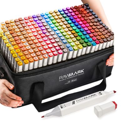 Rawmark, PurePro, set 262 markere duble, cu carcasa, cu cerneala pe baza de alcool, multicolore