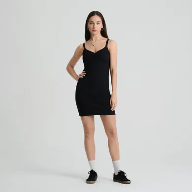 Rochie reiata cu bretele si dantela NOWEAR