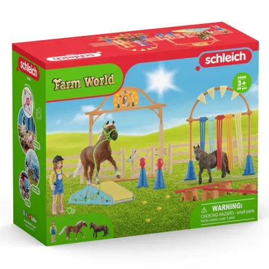 Schleich, Farm World, Antrenament de agilitate pentru ponei, set, 42481
