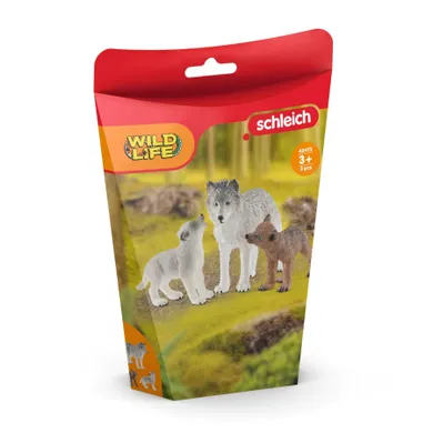 Schleich, Wild Life, Mama lup si lupisori, figurina, 42472