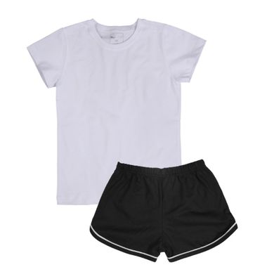 Set pentru fete, Tricou, Pantaloni scurti, alb-negru, Tup Tup