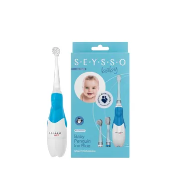 Seysso, Baby Penguin, periuta de dinti sonica pentru copii, Ice Blue, 0-3 ani