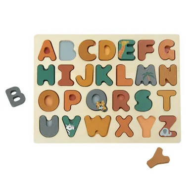 Smiki, Alfabet, puzzle din lemn, jucarie de potrivire a formelor