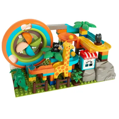 Smiki, elemente de asamblat, pista cu bile si figurine, 142 piese