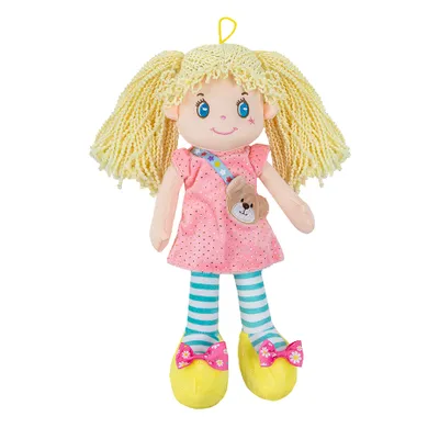 Smiki, papusa textila in rochita cu parul blond, 36 cm