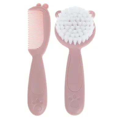 Smiki, perie si pieptan, set de ingrijire a parului, roz
