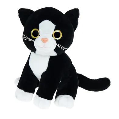 Smiki, Pisica, jucarie de plus, negru-alb, 24 cm
