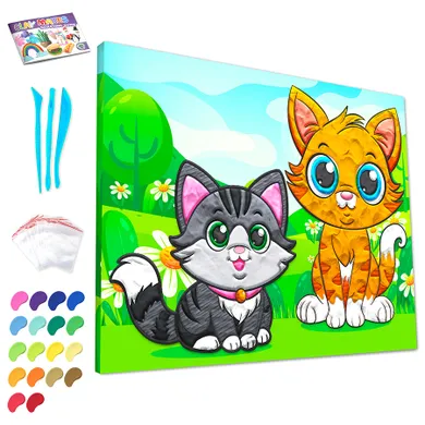 Smiki, Pisicute, Colorare cu plastilina, set creativ, 40-30 cm