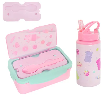 Smiki, set mic-dejun cu accesorii, caserola + sticla