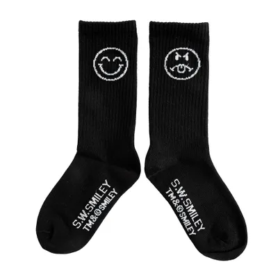 Sosete negre S.W.Smiley unisex NOWEAR