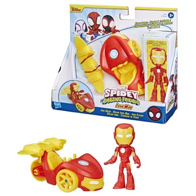 Spider-Man, Spidey si prietenii, Iron Man si Iron Racer, figurina cu vehicul