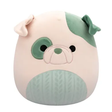 Squishmallows, Medium Plush, Cream and Green Bulldog, jucarie de plus, 30 cm