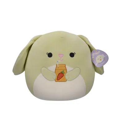 Squishmallows, Medium Plush, Hara Green Bunny Holding Carrot Juice Box, jucarie de plus, 30 cm