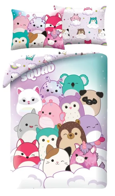 Squishmallows, set lenjerie de pat single, 140-200 cm