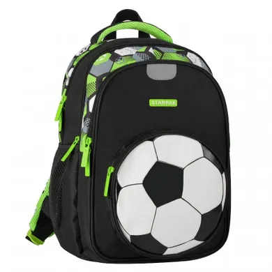 Starpak, rucsac pentru scoala, cu 3 compartimente, Football Green