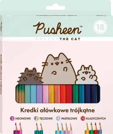St.Majewski, Pusheen, creioane colorate triunghiular, 18 culoare