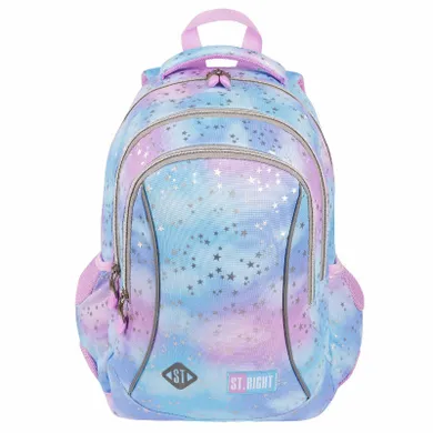 St.Right, rucsac pentru scoala, cu 3 compartimente, Pastel Stars