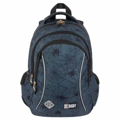 St.Right, rucsac pentru scoala, cu 3 compartimente, Spider Web