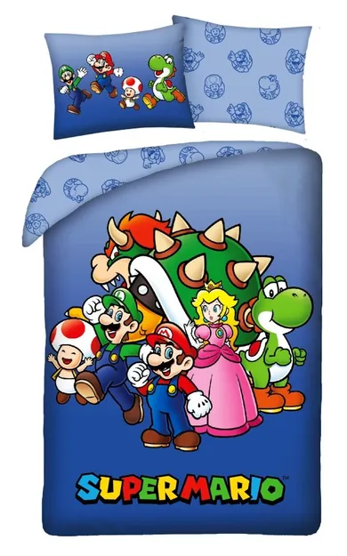 Super Mario, set lenjerie de pat single, 140-200 cm + 70-90 cm
