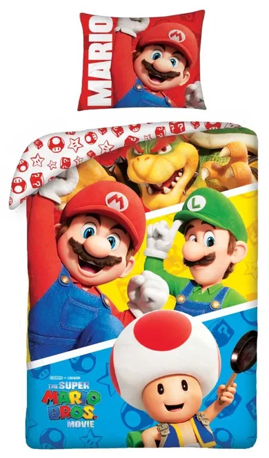Super Mario, set lenjerie de pat single, 140-200 cm