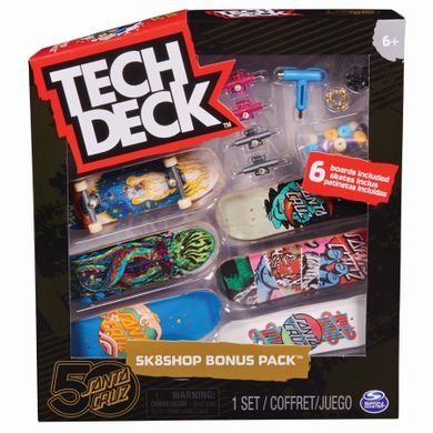 Tech Deck, Skateshop Bonus Pack, Santa Cruz, fingerboard, jucarie arcade, 6 buc.