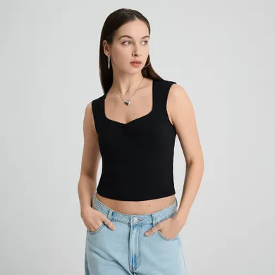 Top negru cu decolteu NOWEAR