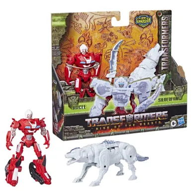 Transformers, Rise of the Beasts, Beast Combiner, Arcee si Silverfang, set de figurine, 13 cm, 2 buc.