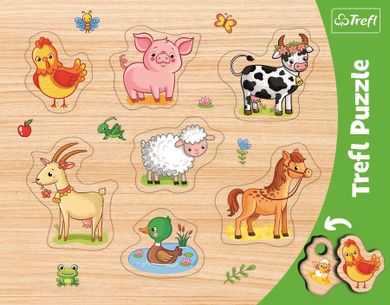 Trefl, Animale la ferma, puzzle-uri in forma de cadru, puzzle, 7 piese