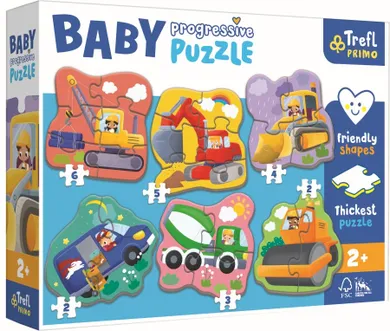 Trefl, Baby Progressive, Vehicule, puzzle, 2, 3, 4, 5 si 6 piese