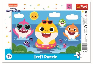 Trefl, Baby Shark, Frame, Rechini Fericiti, puzzle, 15 piese