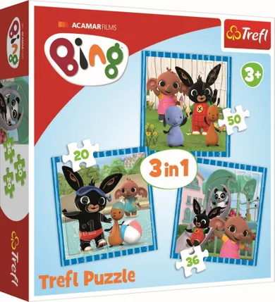 Trefl, Bing, Distractie cu prietenii, puzzle 3in1, 106 piese