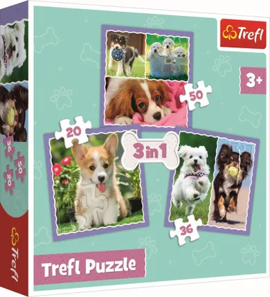 Trefl, Caini draguti, puzzle 3in1, 106 piese