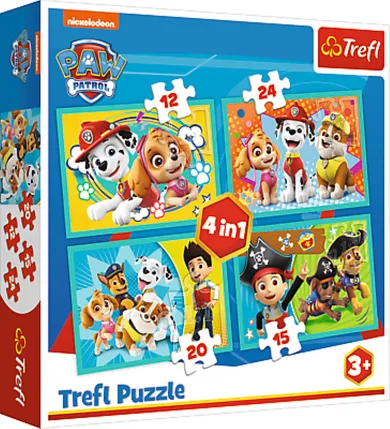 Trefl, Echipa vesela din Paw Patrol, puzzle 4 in 1, 71 piese