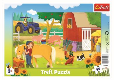 Trefl, Frame, La o ferma, puzzle, 15 piese
