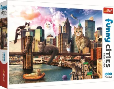 Trefl, Funny Cities, Pisici in New York, puzzle, 1000 piese