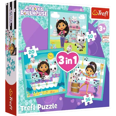 Trefl, Gabby's Dollhouse, puzzle 3in1, 106 piese