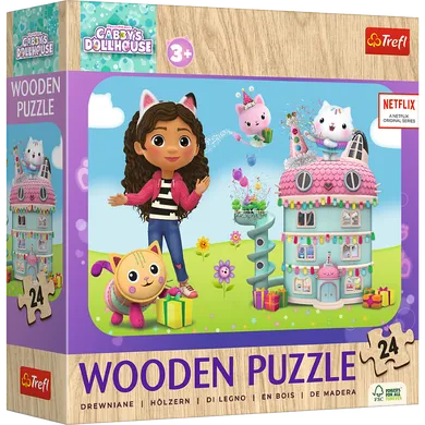 Trefl, Gabby's Dollhouse, puzzle din lemn, 24 piese