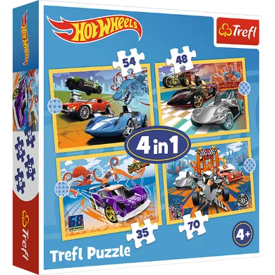 Trefl, Hot Wheels, puzzle 4w1