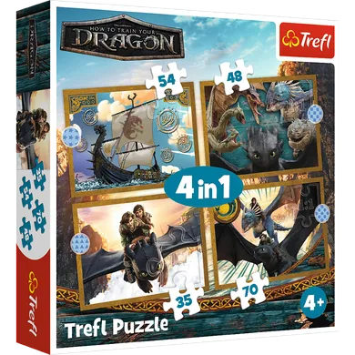 Trefl, How To Train Your Dragon, puzzle 4in1